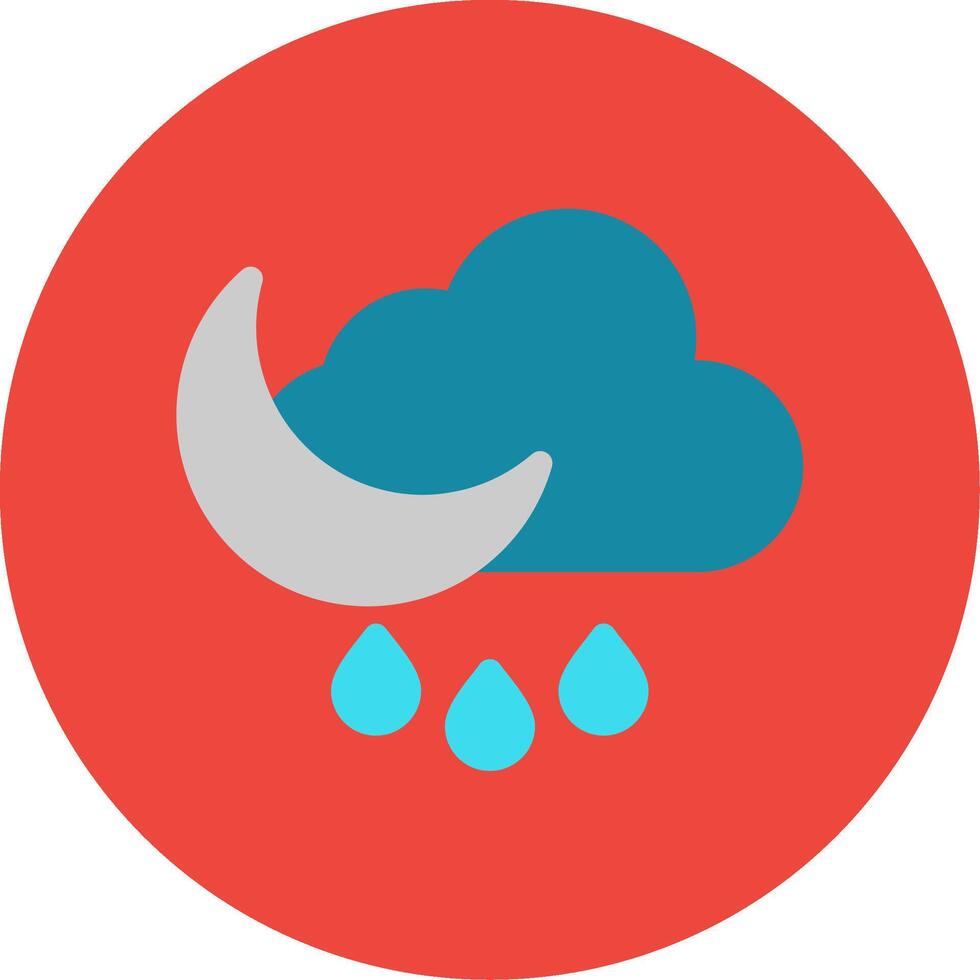 Rainy Night Flat Multi Circle Icon vector