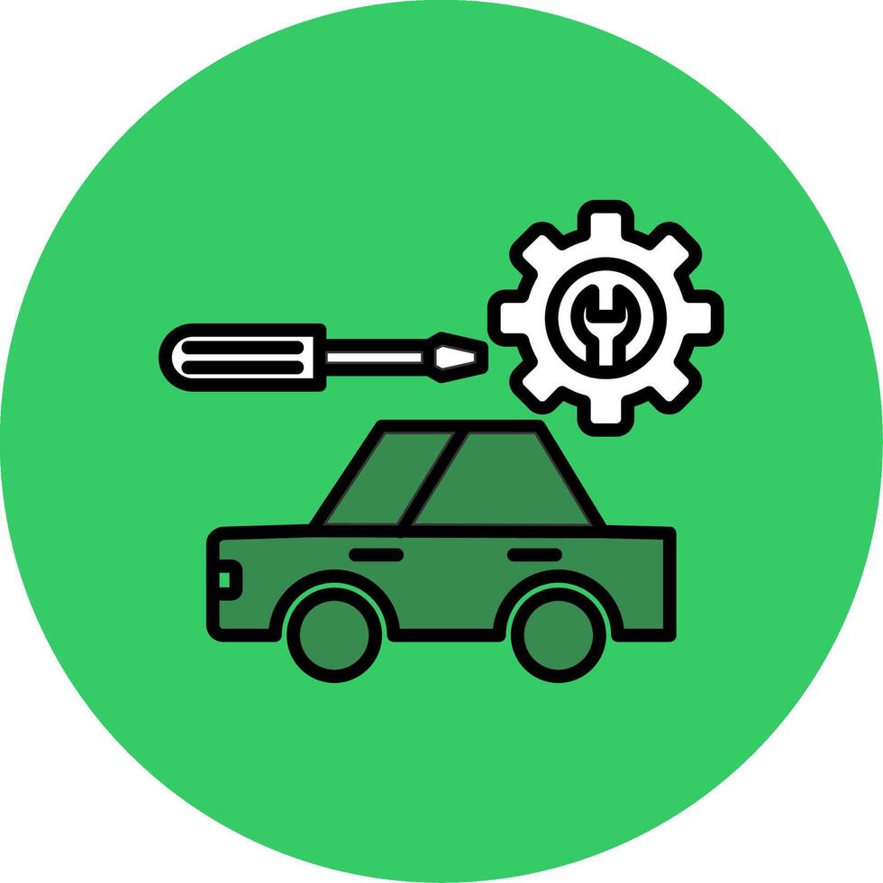 Car Repair Filled Circle Icon vector
