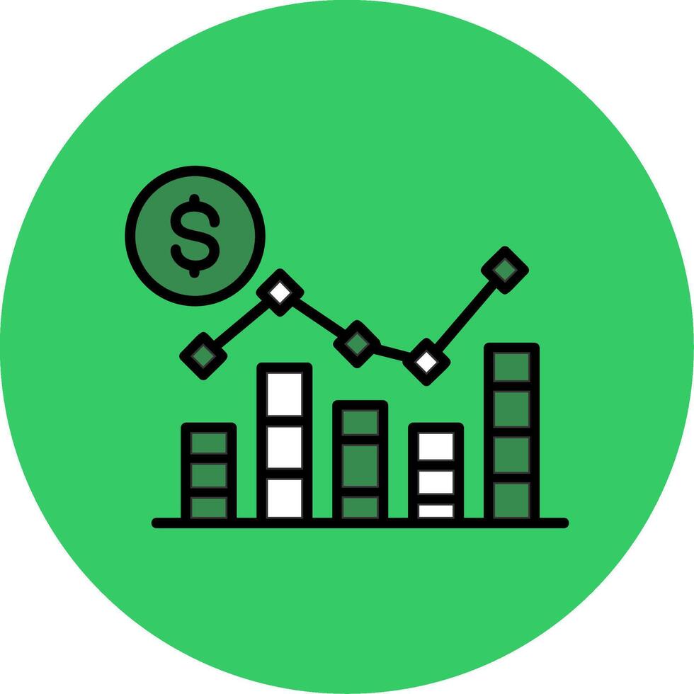 Stacked Bar Chart Filled Circle Icon vector