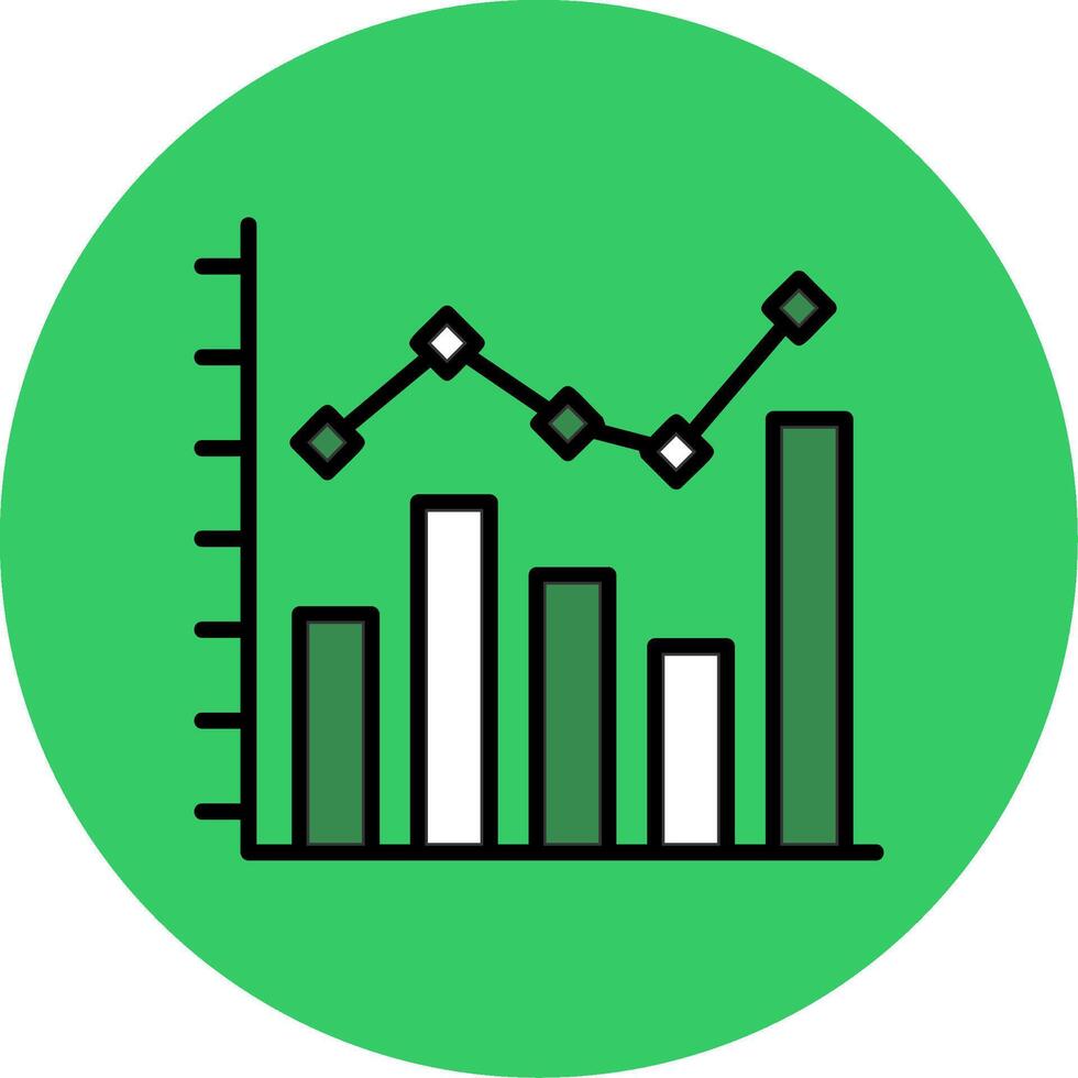 Trend Chart Filled Circle Icon vector