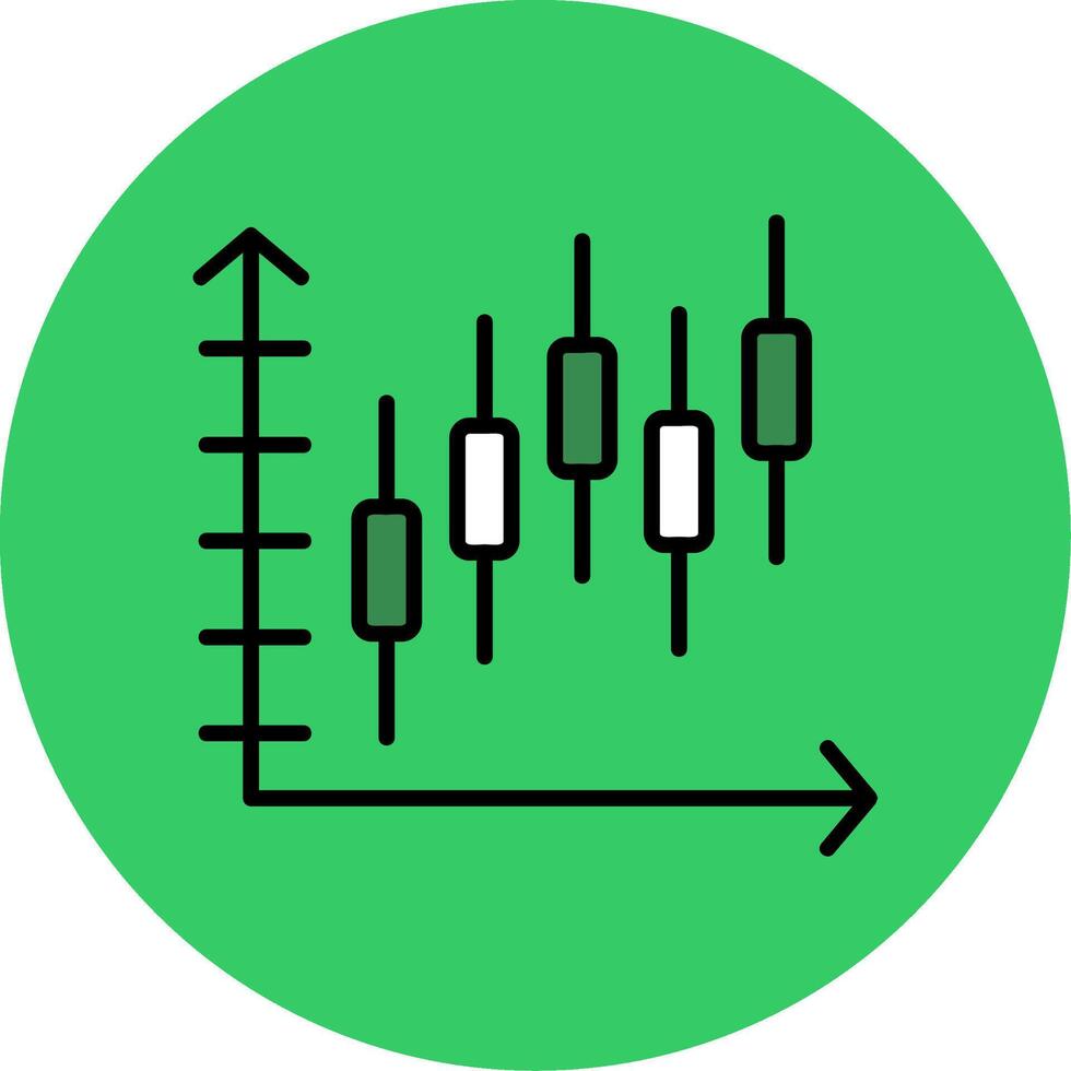 Bell Curve on Graph Filled Circle Icon vector