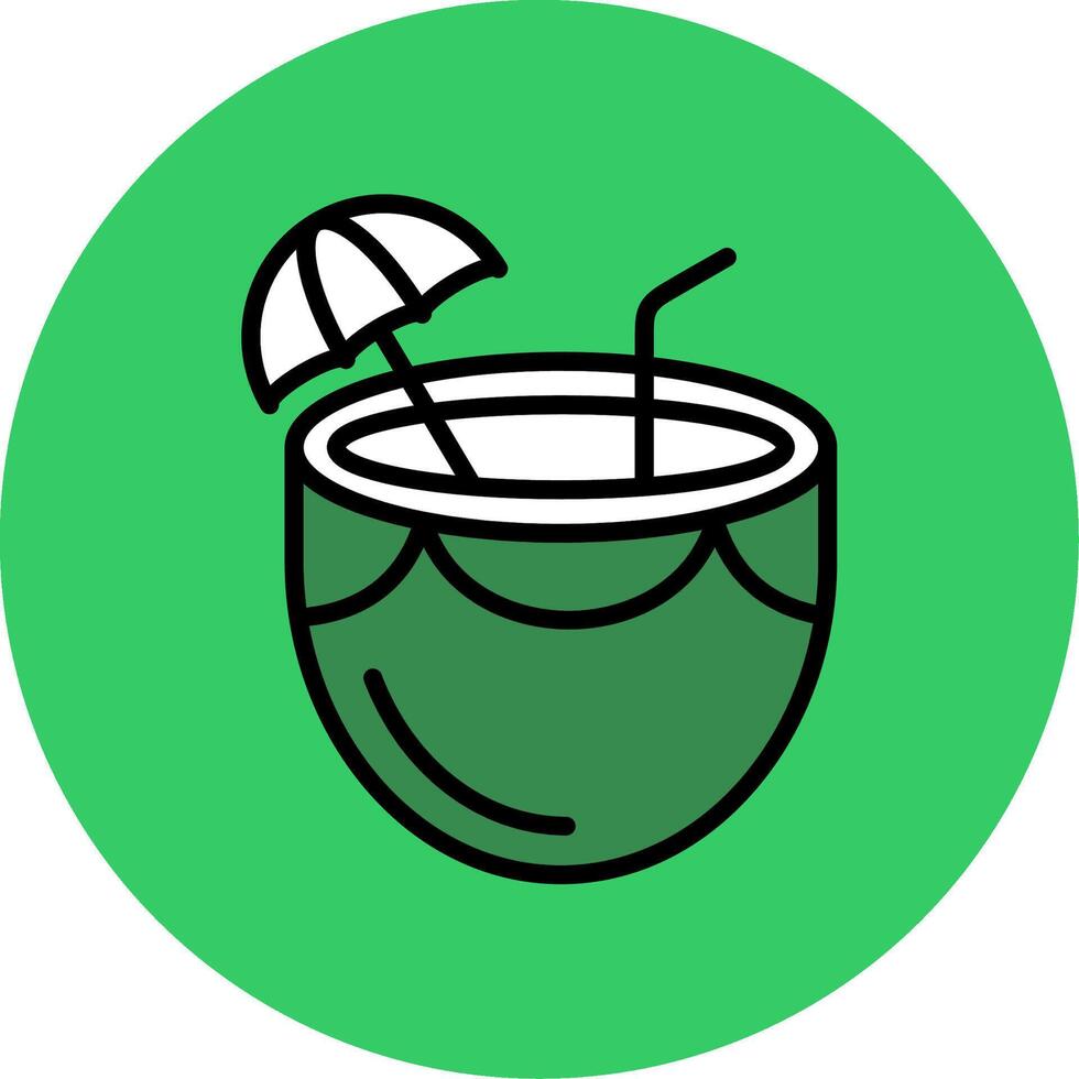 Coconut Drink Filled Circle Icon vector