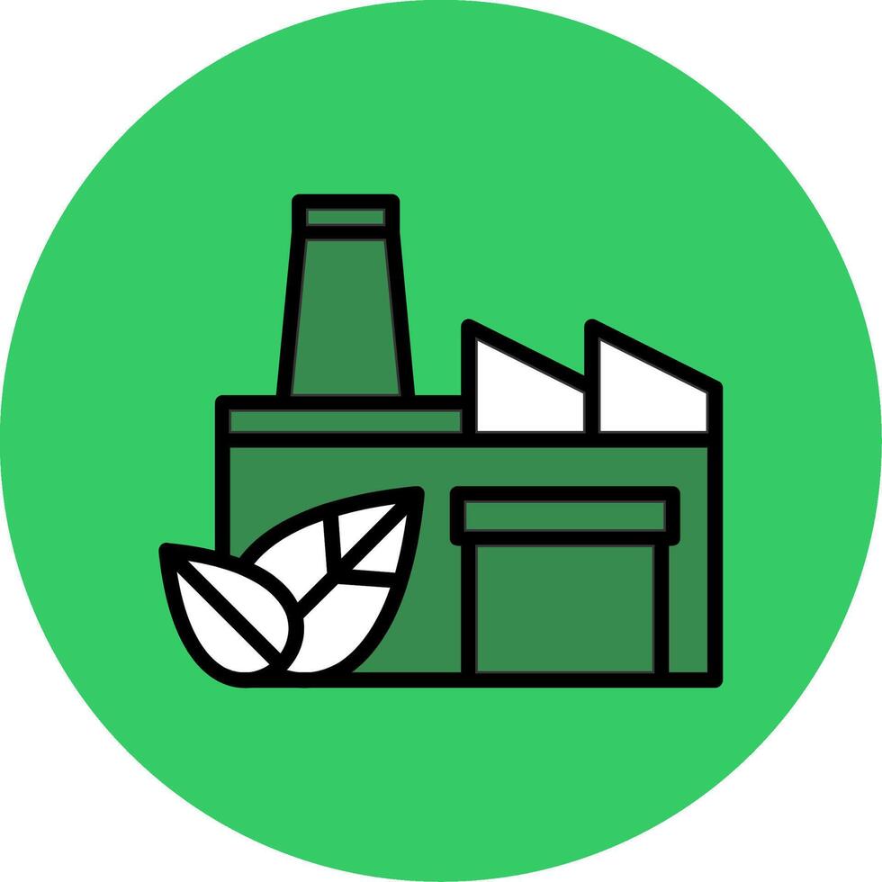 Green Factory Filled Circle Icon vector