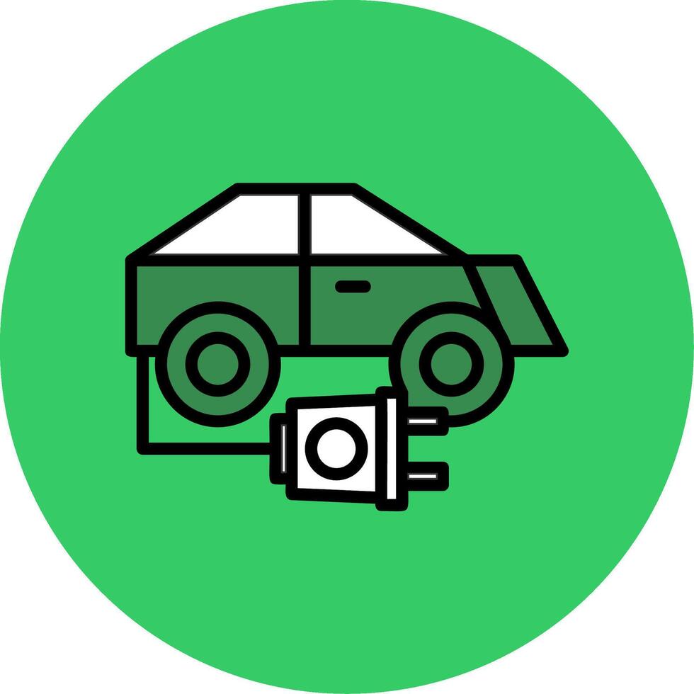 Electric Car Filled Circle Icon vector