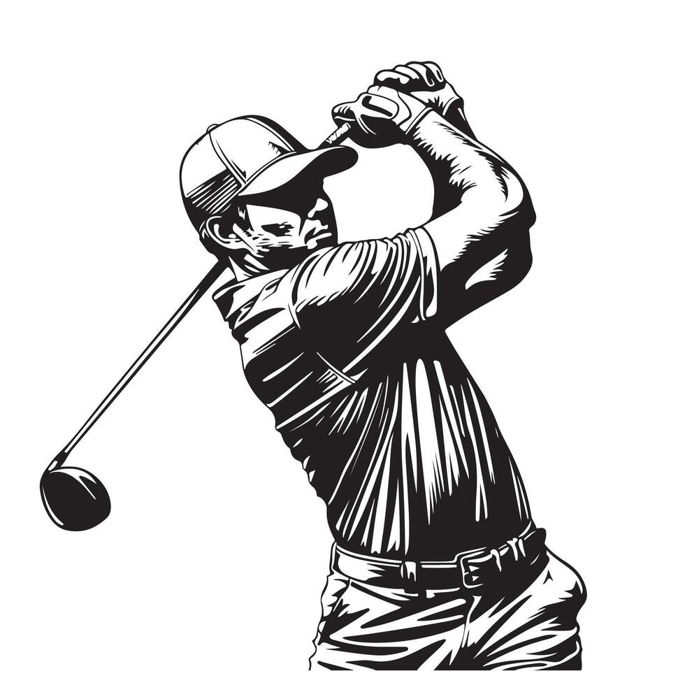 Golf player, abstract silhouette, golfer sketch vector