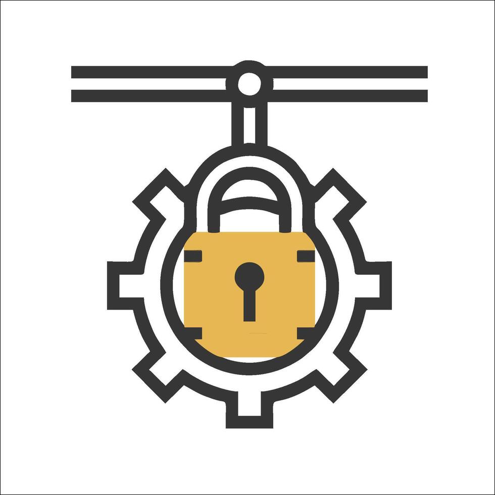 A lock and gear icon on a white background vector