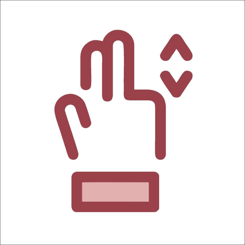 A red hand pointing up with a downward arrow vector