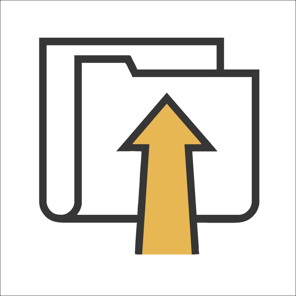 File folder icon with arrow pointing up vector