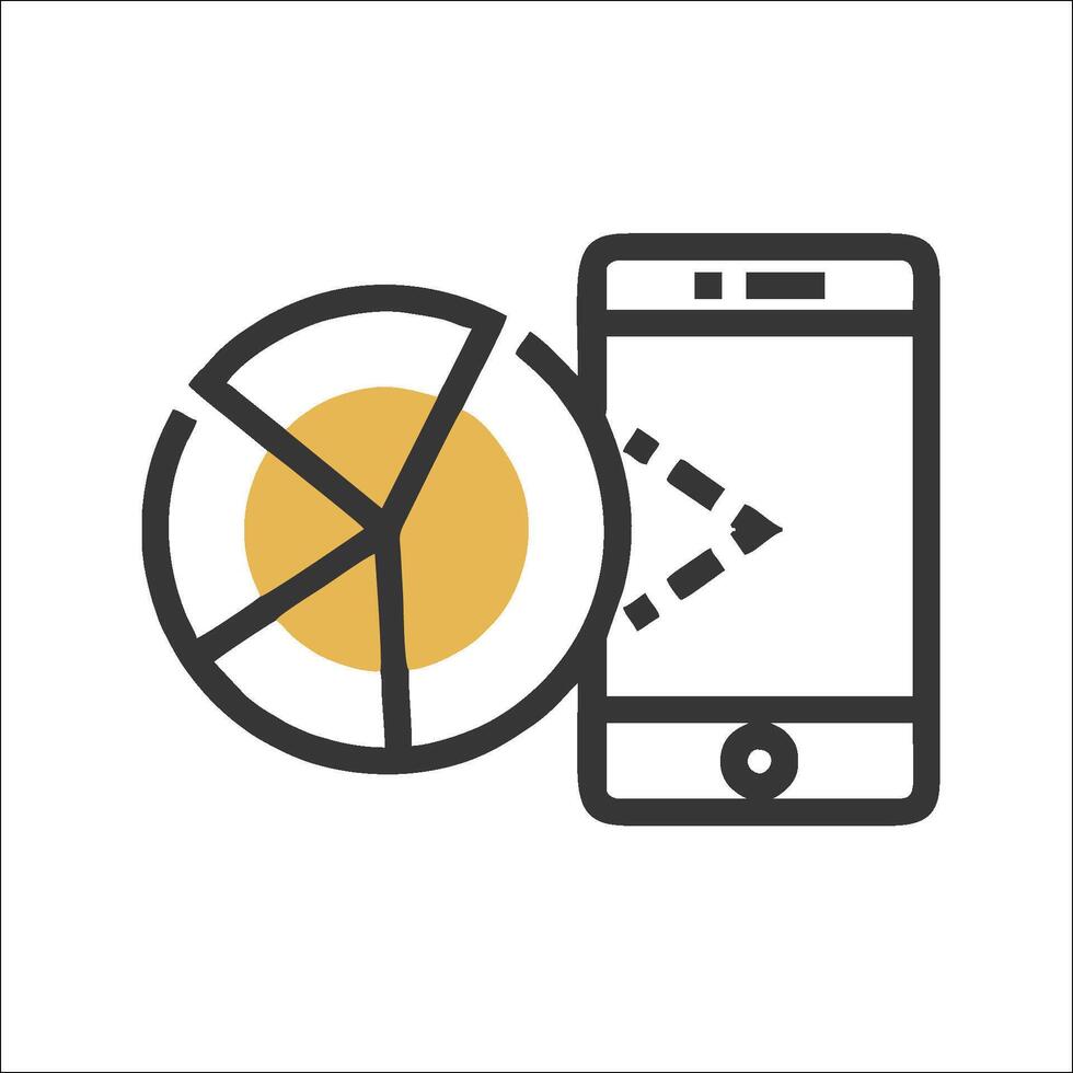 A phone with a pie chart on it vector