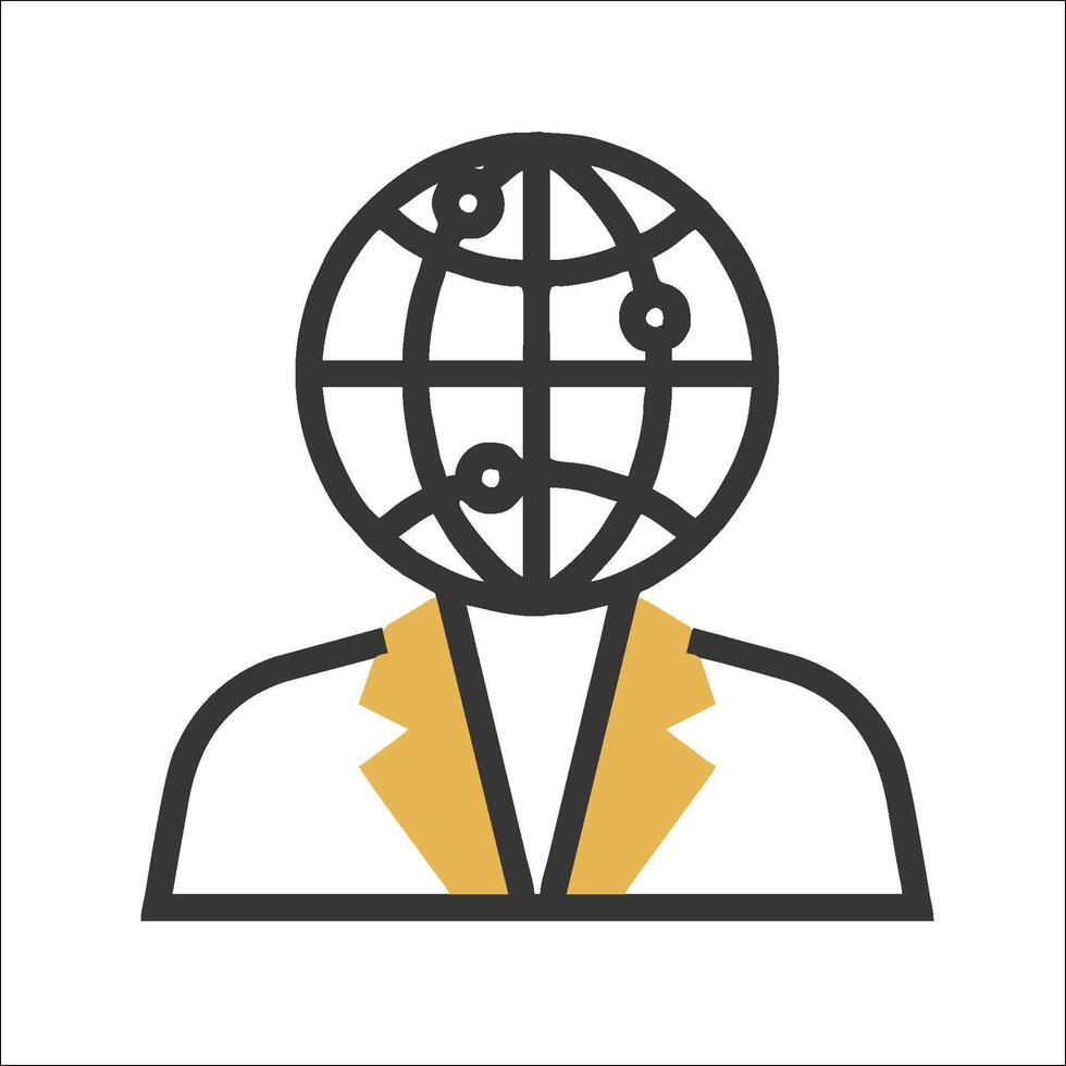 A person with a globe icon on their head vector