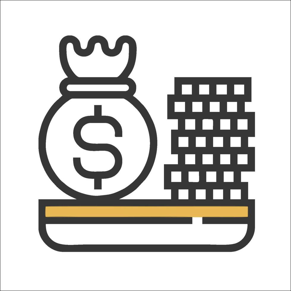 Money and coins icon with a crown and stacks of money vector