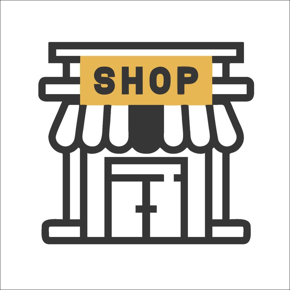 A shop front with a sign that says shop vector