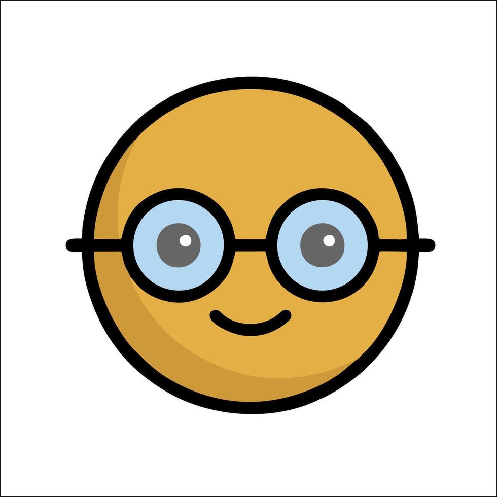 A cartoon smiley face with glasses on vector