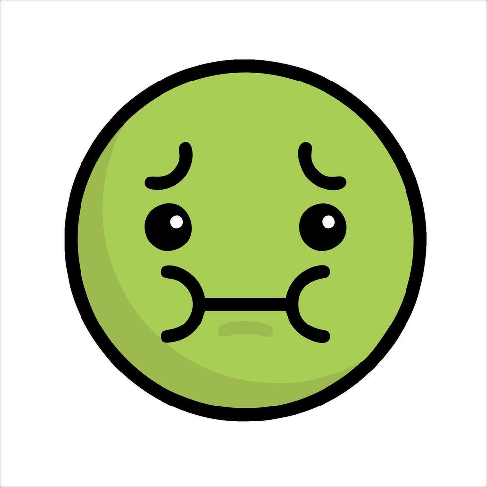 A green emoticion with a sad face vector