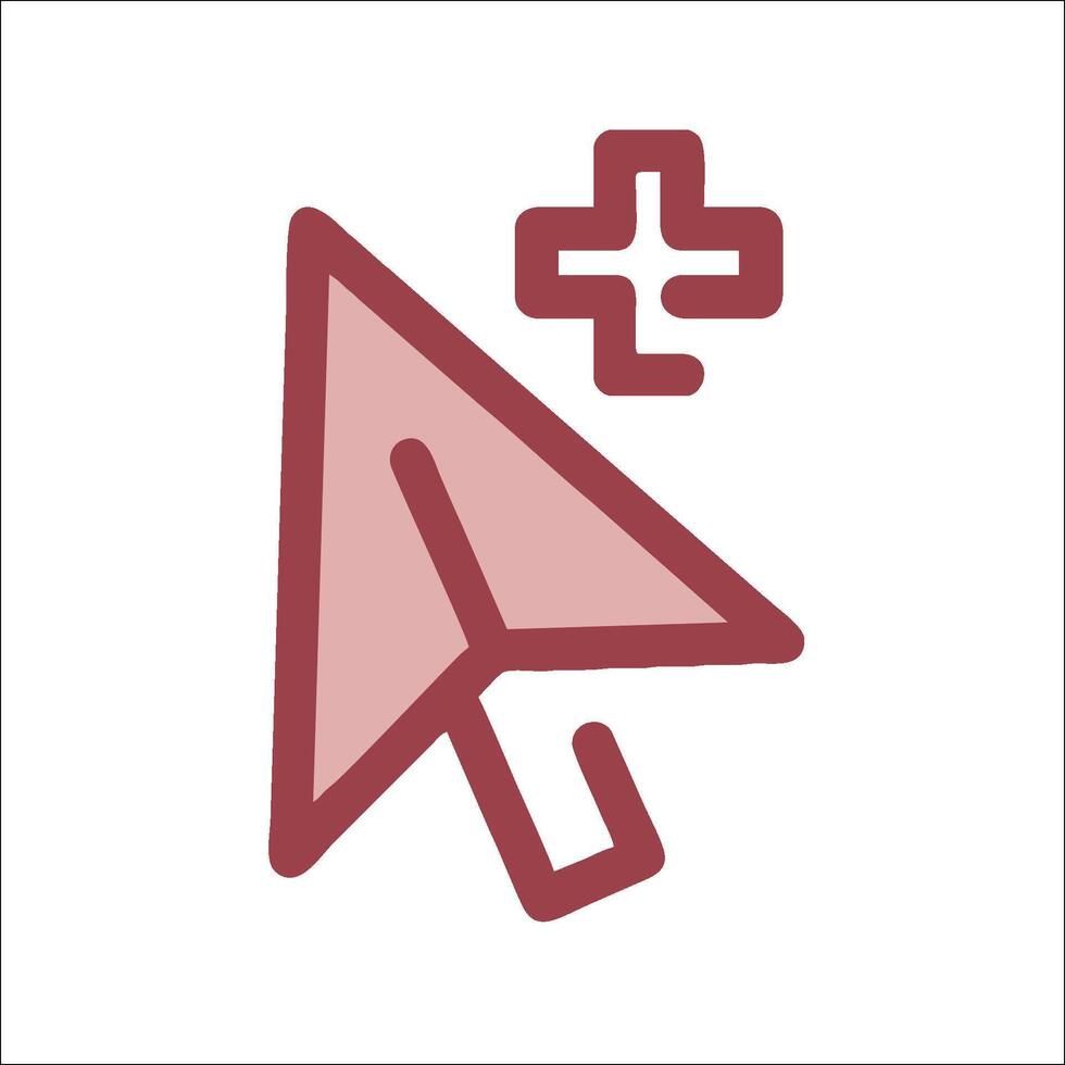 A red arrow pointing to a plus sign vector