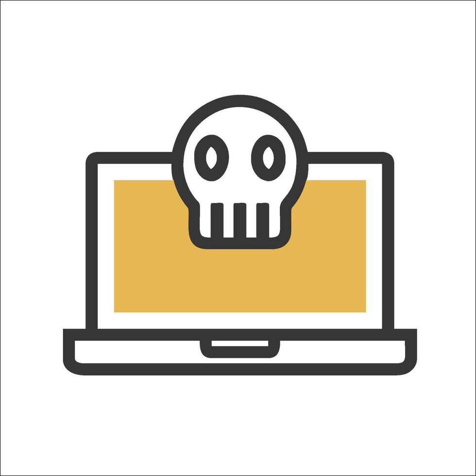 A laptop with a skull on it vector
