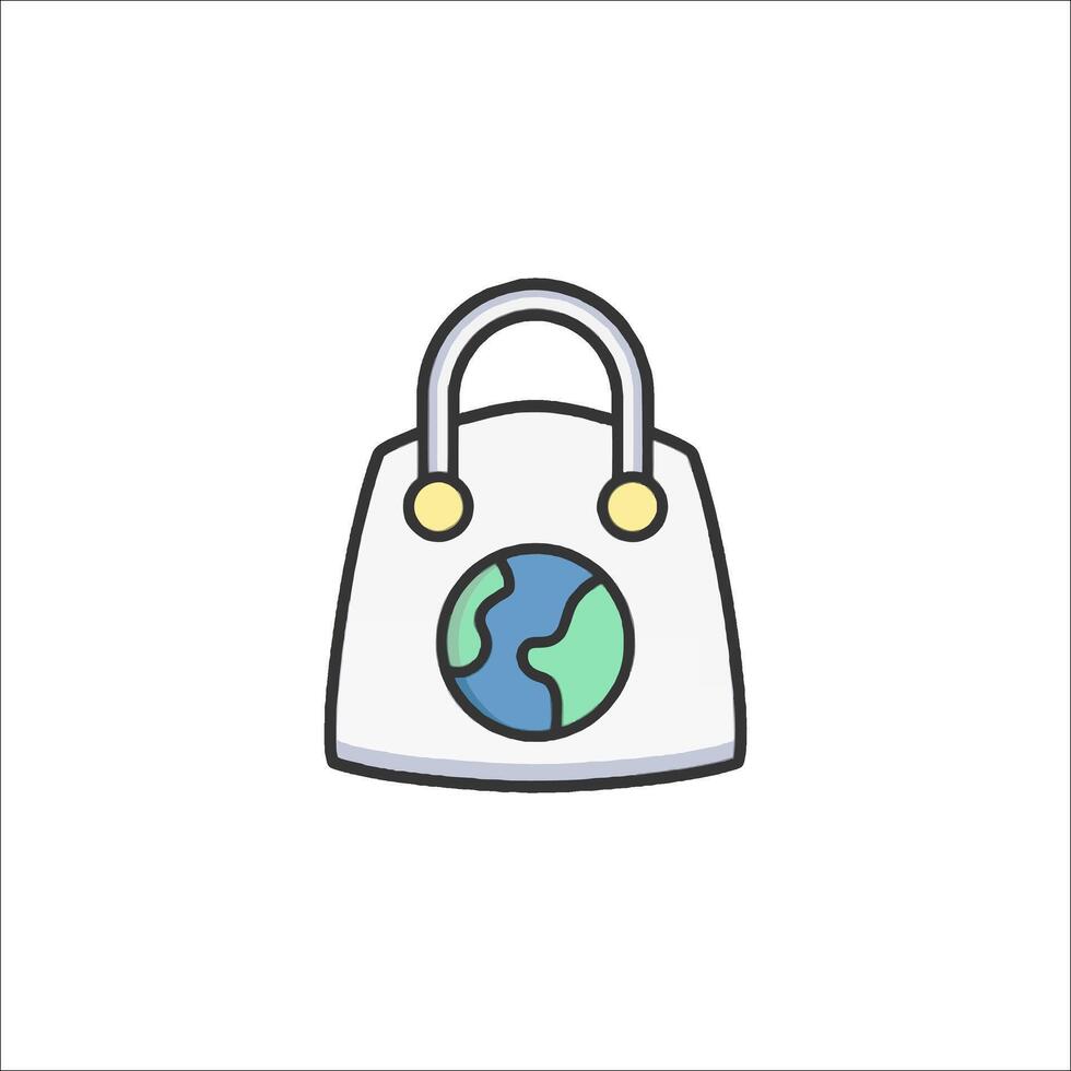 A bag with a globe inside it on a white background vector