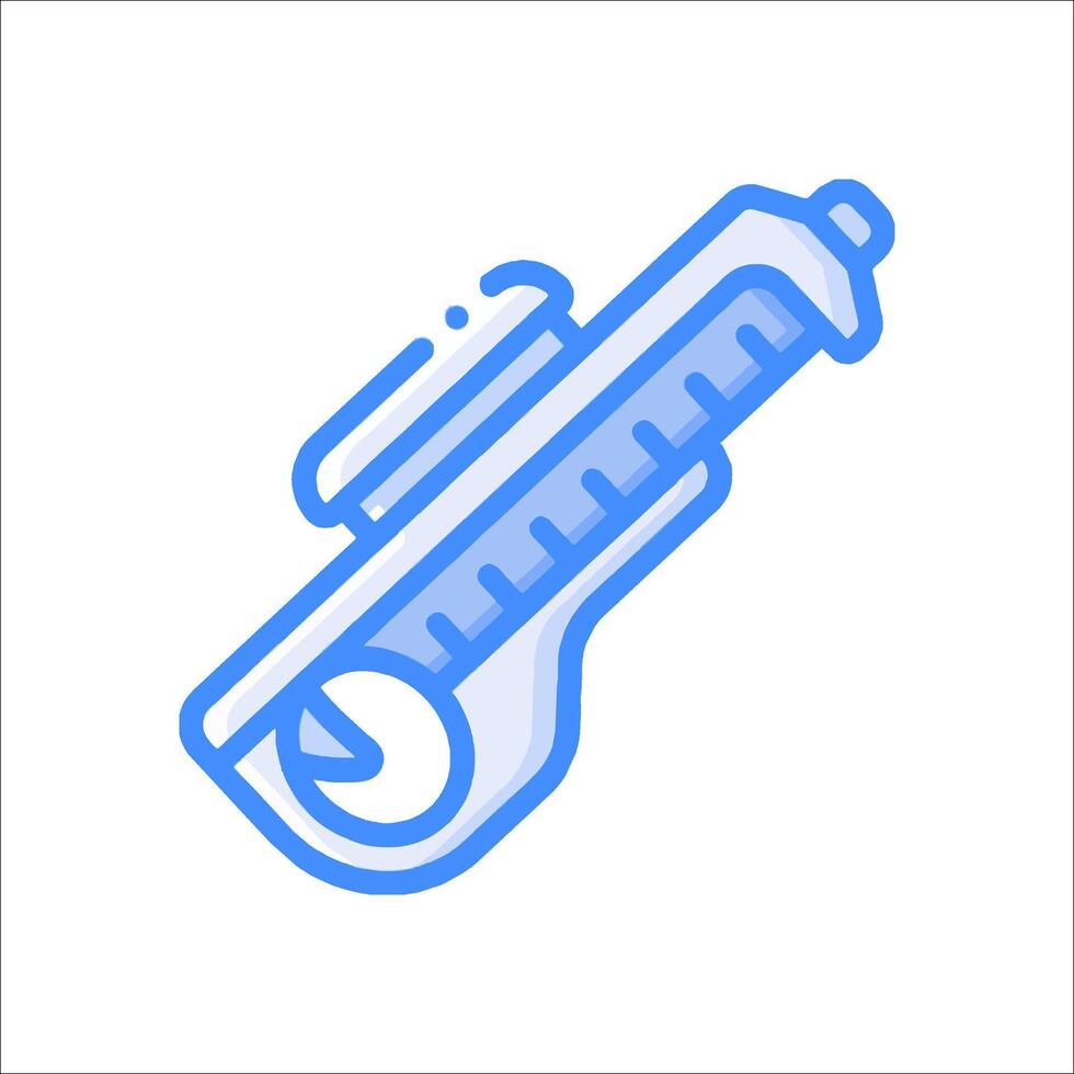 A blue and white icon of a wrench vector