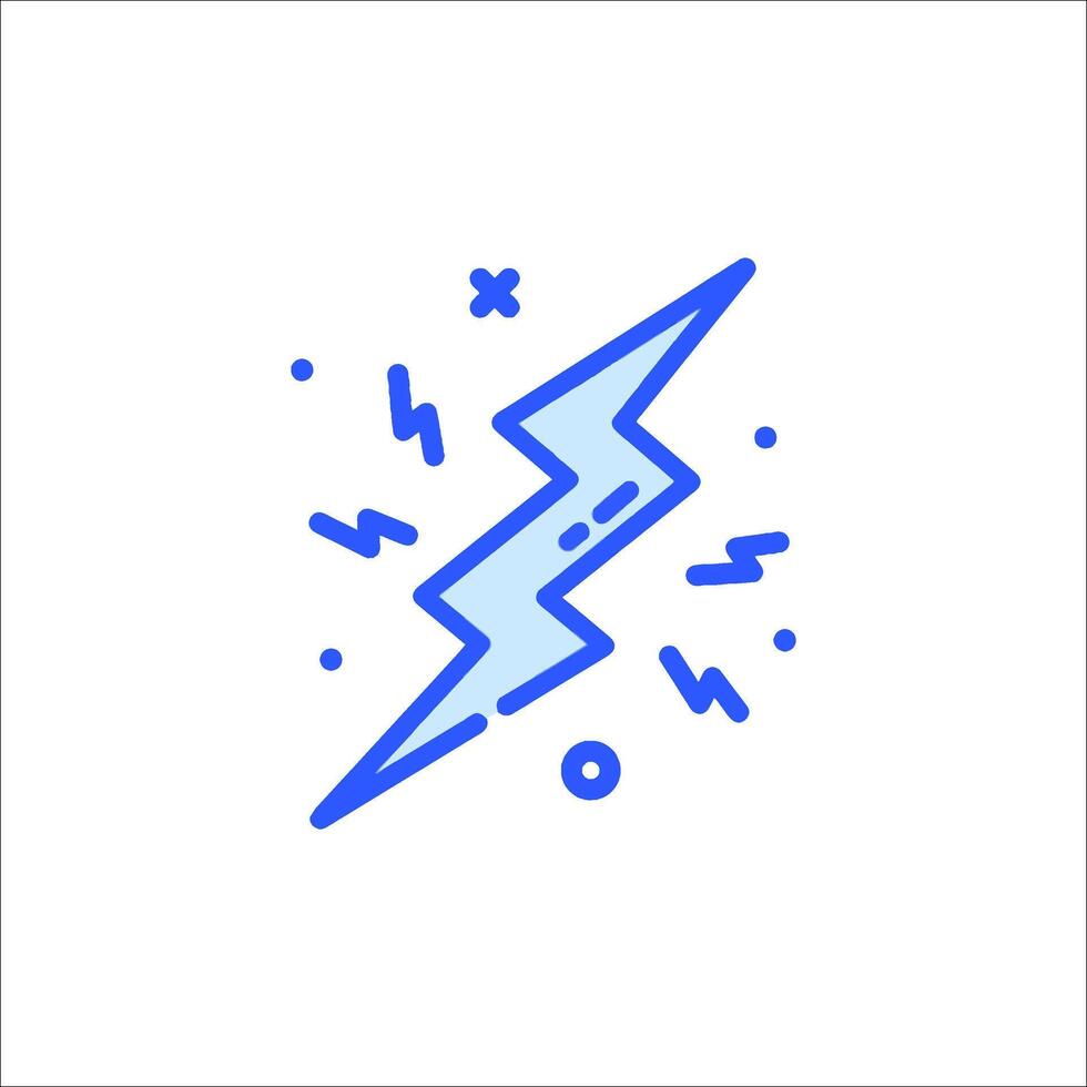 A lightning bolt icon with a blue outline vector
