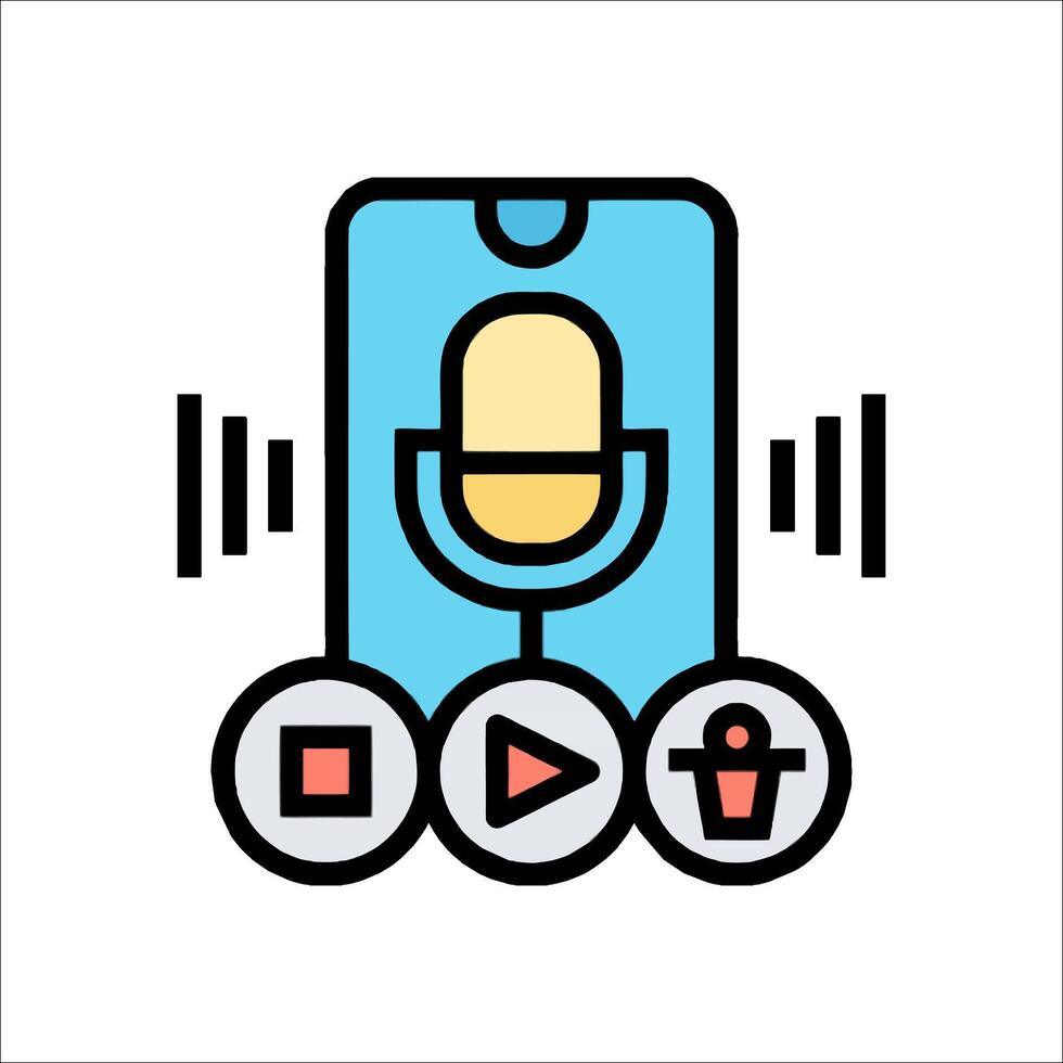 A microphone and a phone with a player icon vector