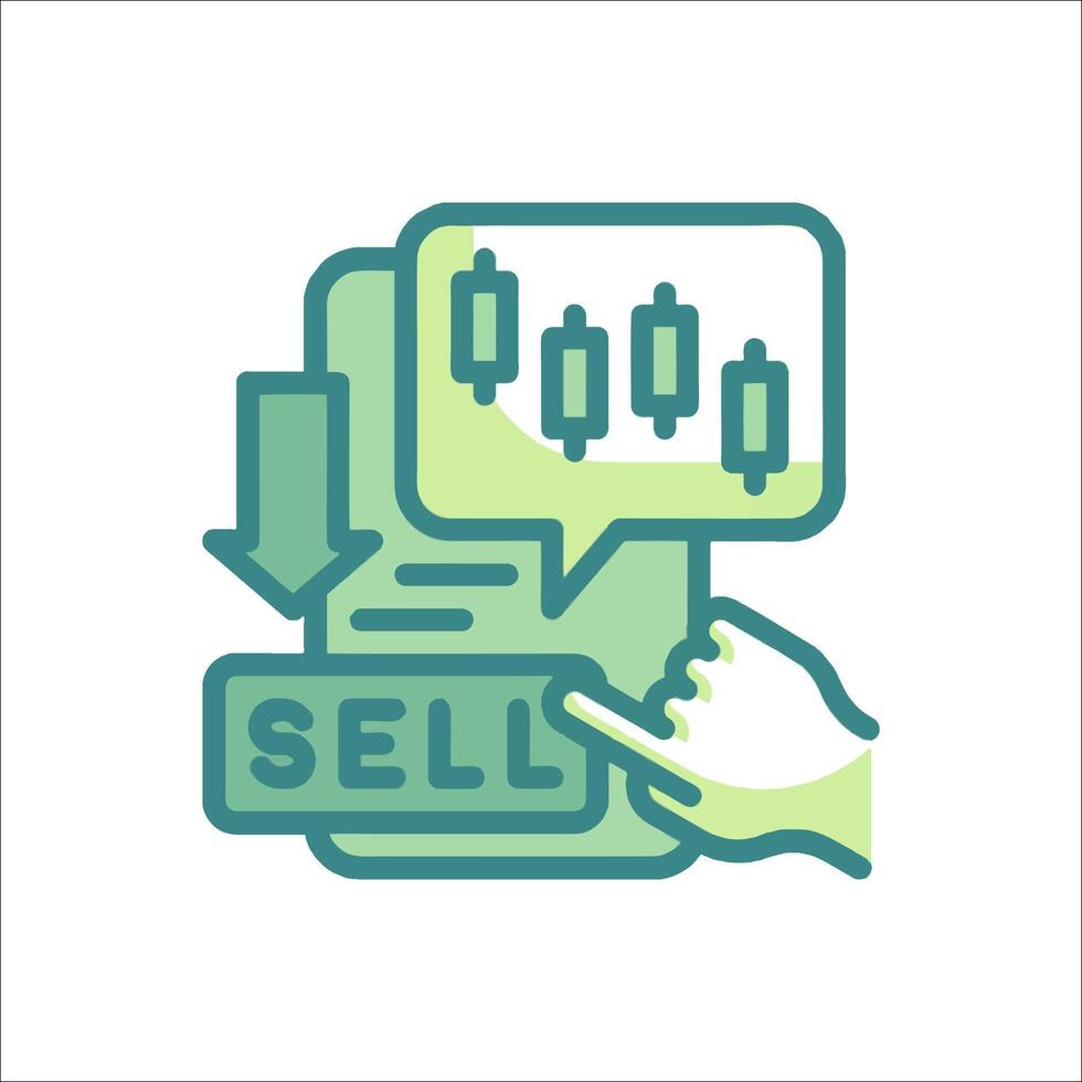 A hand pointing to a sell button on a document vector