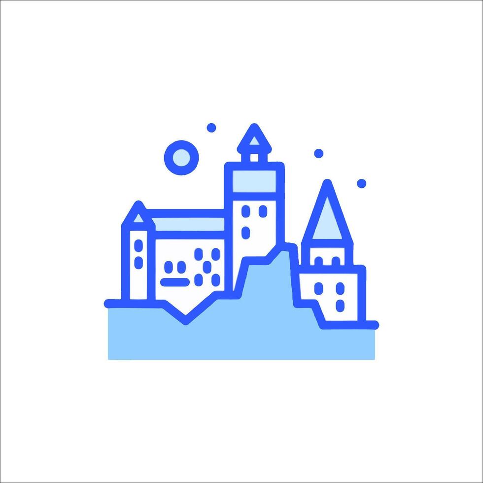 A castle on a hill with a tower and a clock vector