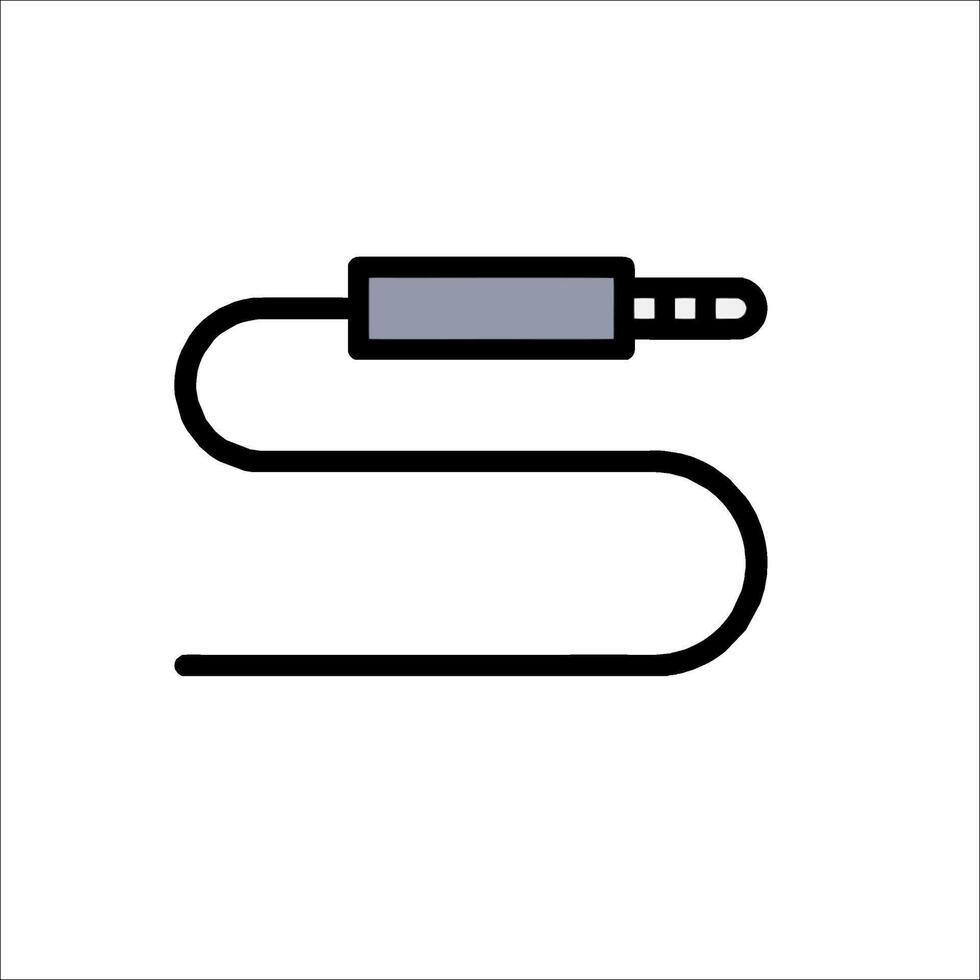 A black and white image of a cord with a plug vector
