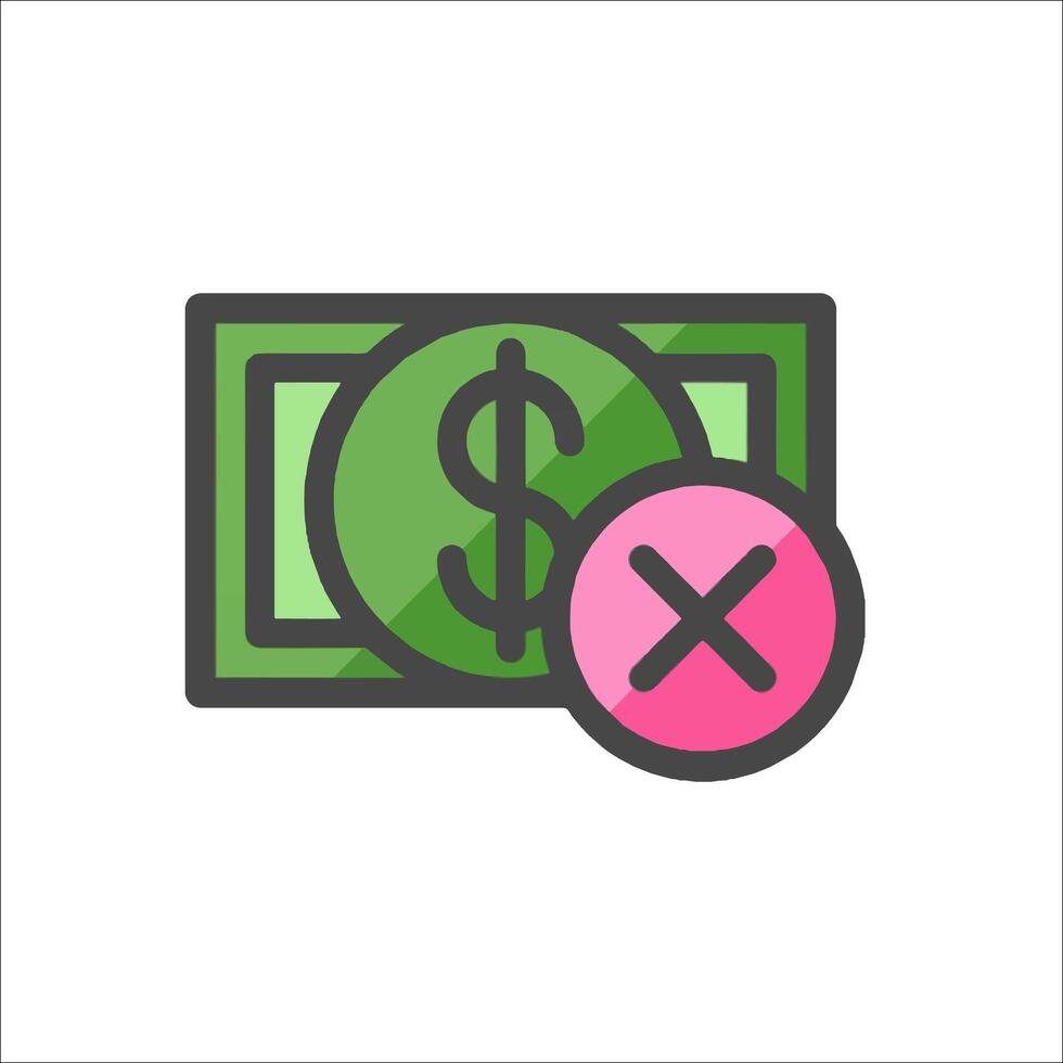 Money icon with a cross and a dollar sign vector