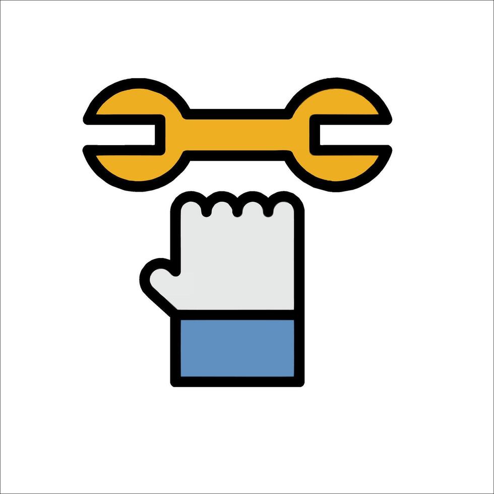 A hand holding a wrench and a glove vector