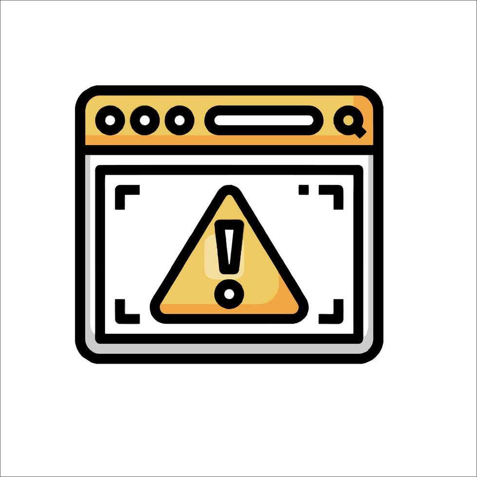 A computer screen with a warning sign on it vector