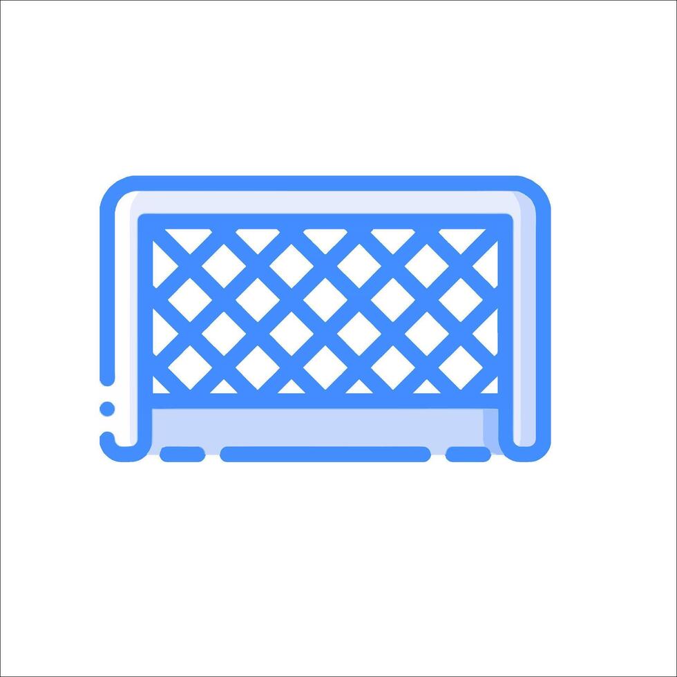 A blue and white line icon of a goal vector