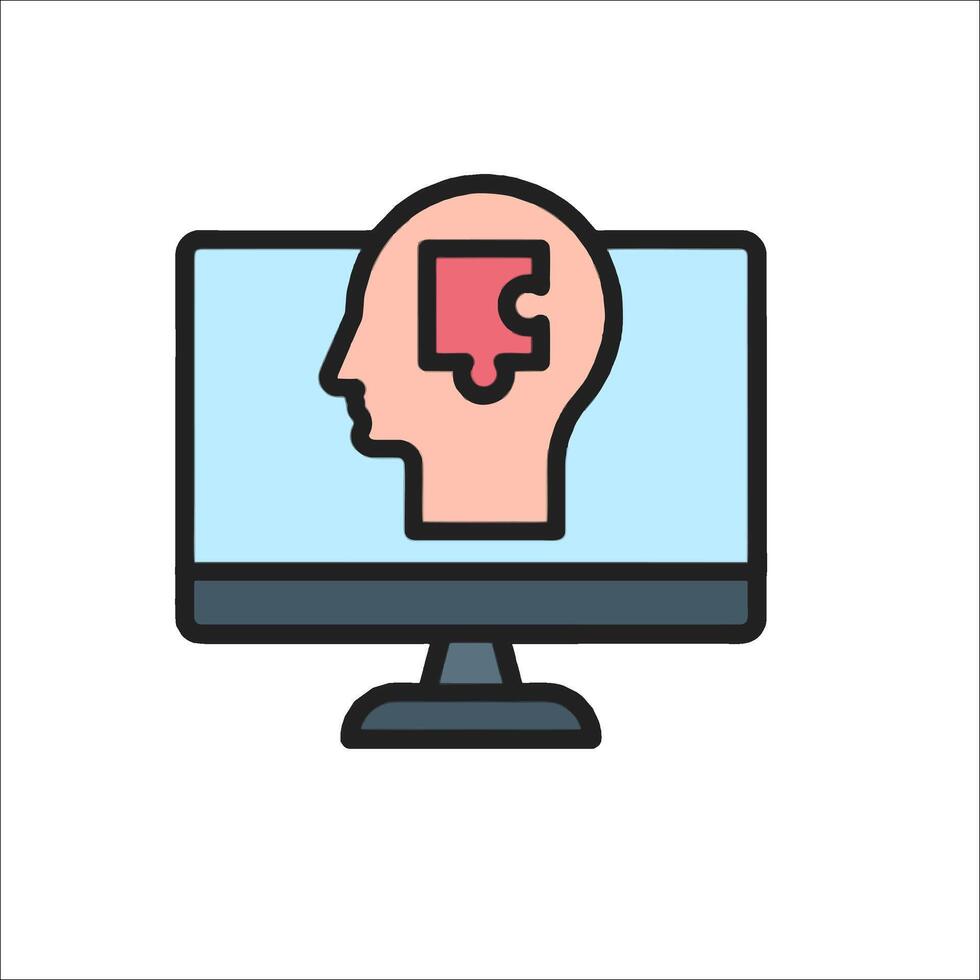 A computer screen with a puzzle piece in the middle vector