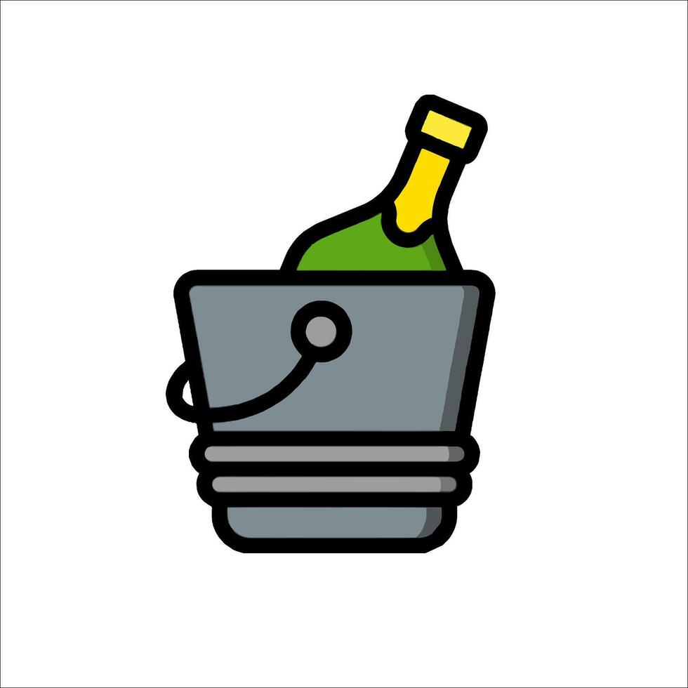 A bottle of champagne in a bucket icon vector