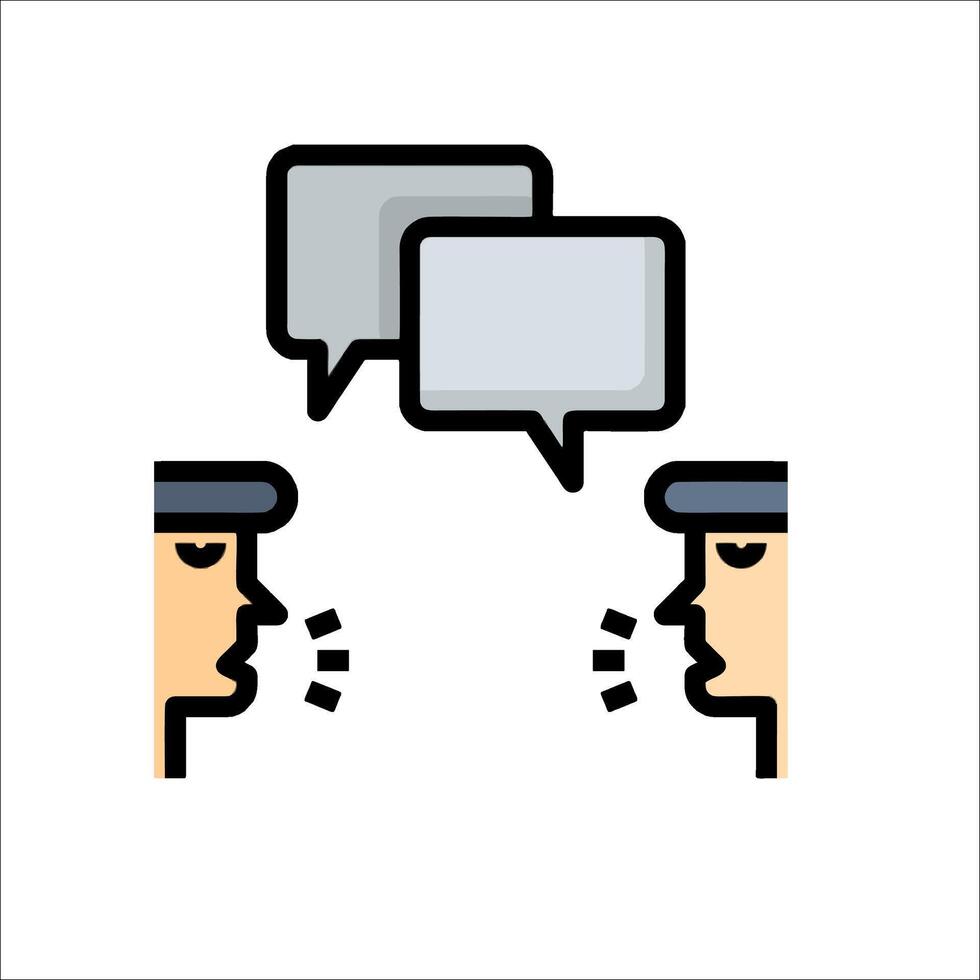 Two people talking with speech bubbles on their heads vector