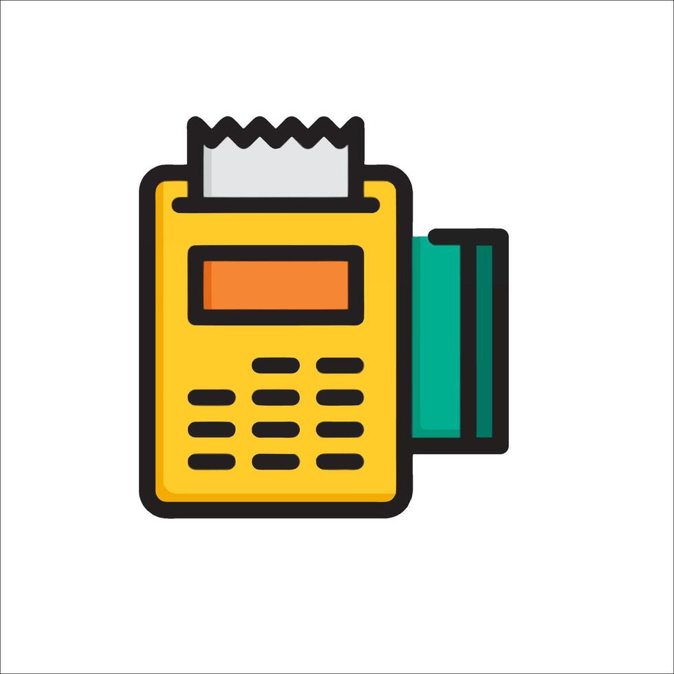 A yellow and orange cash register icon vector