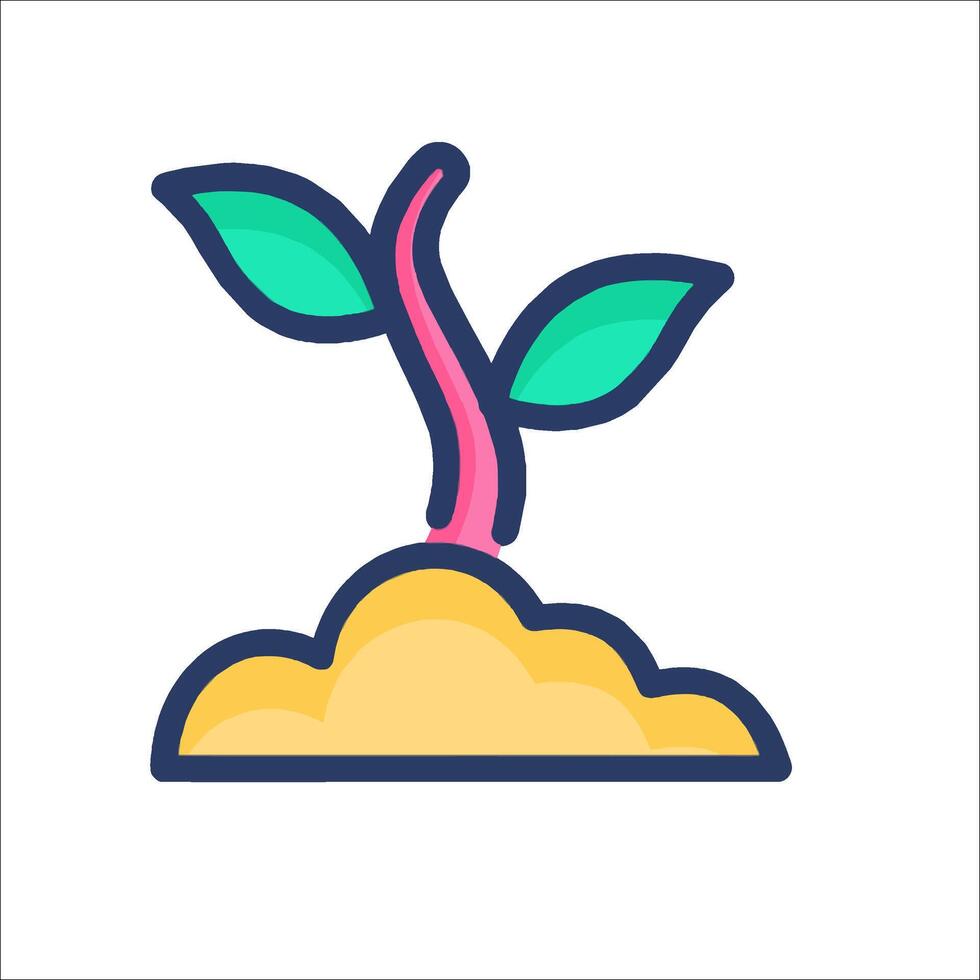 A plant sprouting from a dirt mound vector