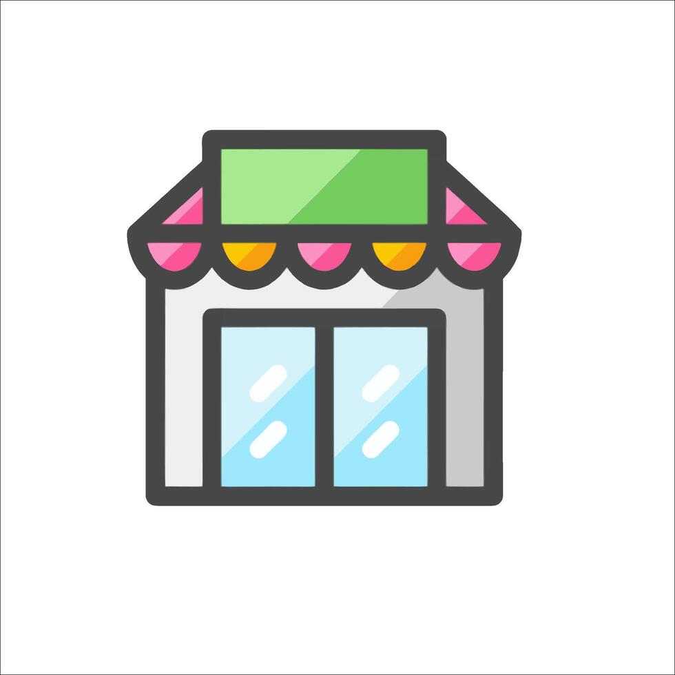 A store front icon with a window and a sign vector