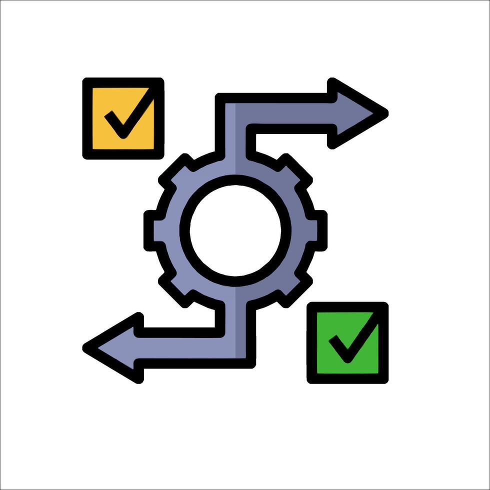 A gearwheel with check marks and arrows vector