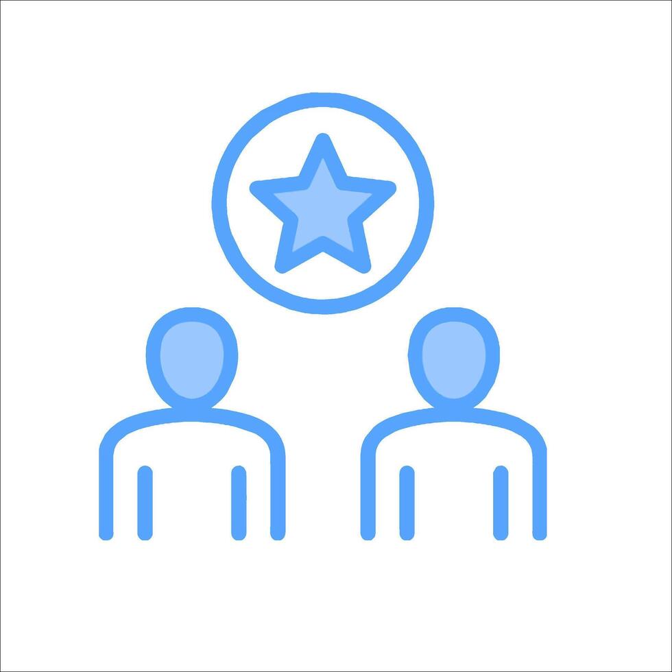 A blue icon with two people standing under a star vector