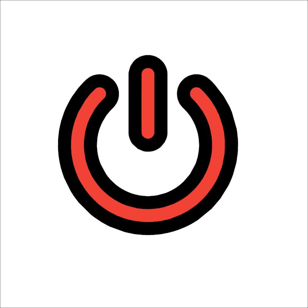 A red power button with a black outline vector