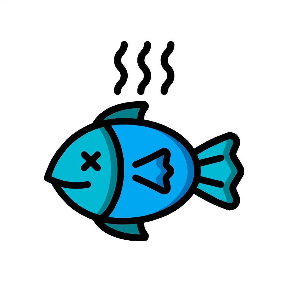 A fish with a black and blue face is shown with a steam coming out of its mouth vector