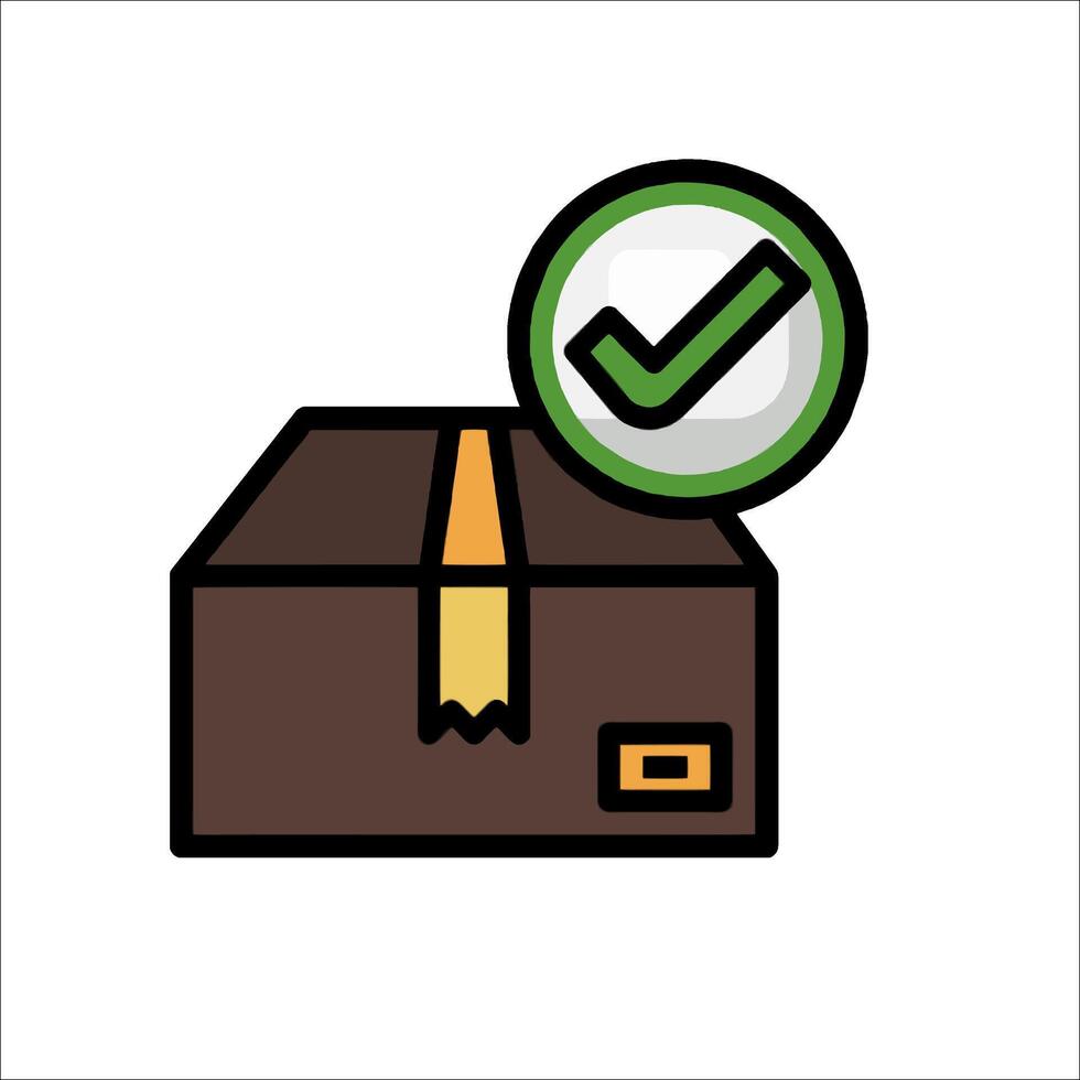 A box with a tick and a green check mark vector