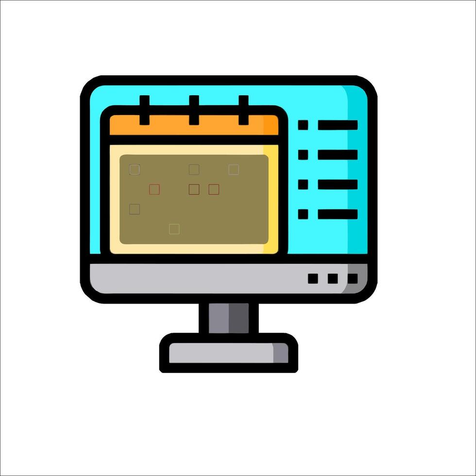 A computer monitor with a calendar icon vector