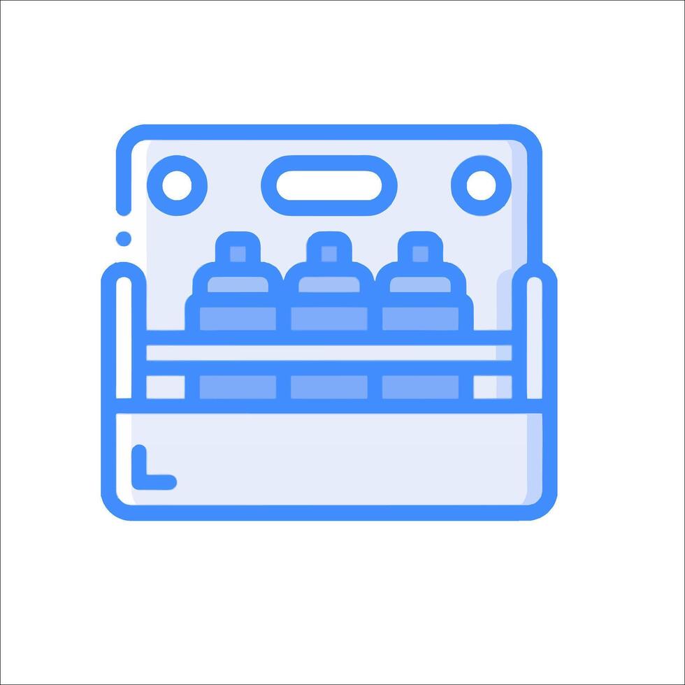 A blue icon of a refrigerator with bottles inside vector