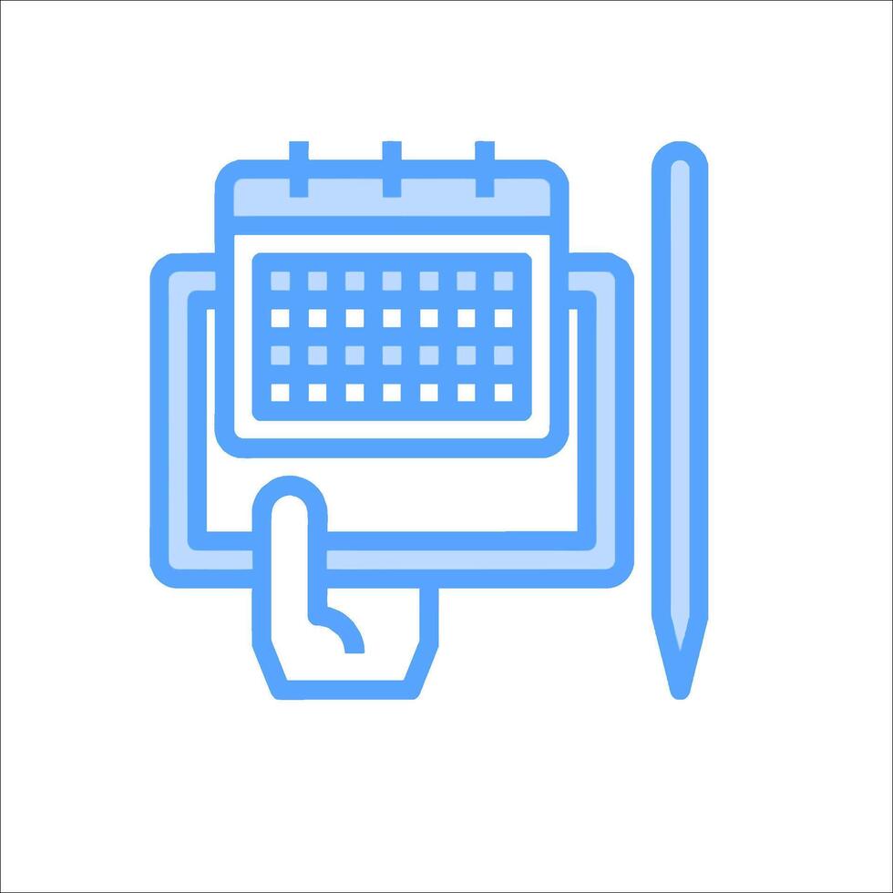 A hand holding a calendar and pen icon vector