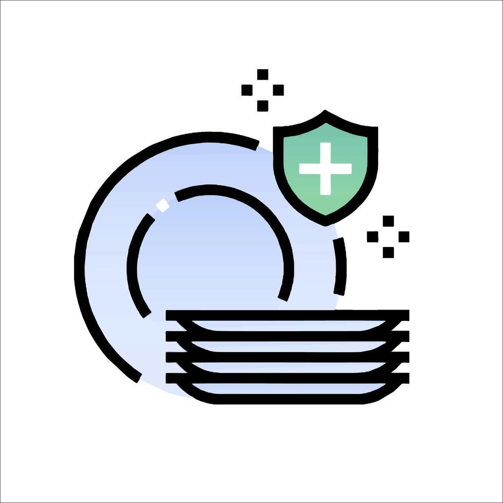 A plate with a shield and a plate with a fork vector