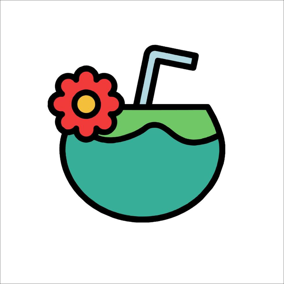 A drink with a straw and a flower in it vector