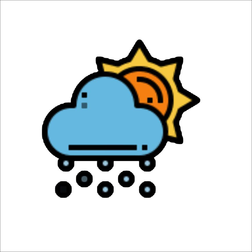 A cloud with a sun and rain drops vector
