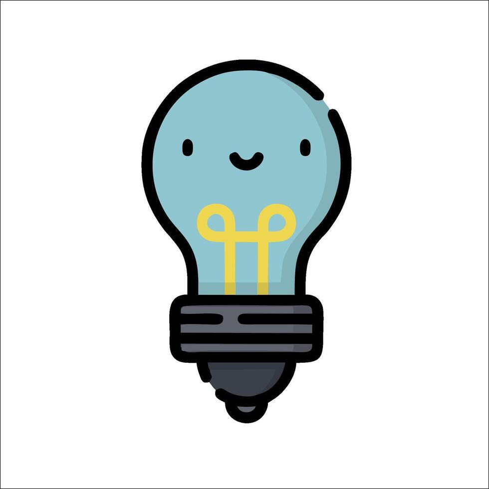 A cartoon light bulb with a smiley face vector