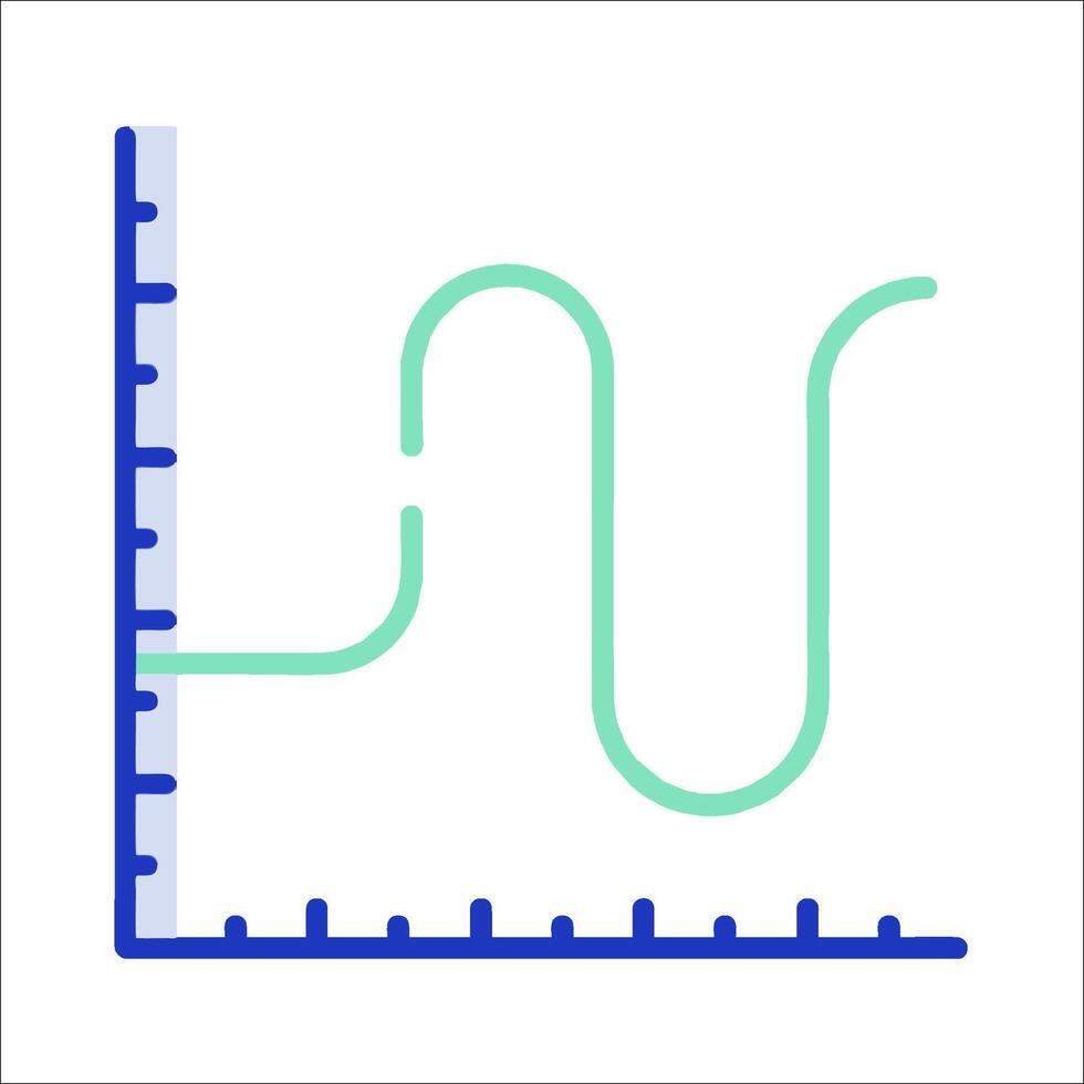 A graph with a line and a curve vector